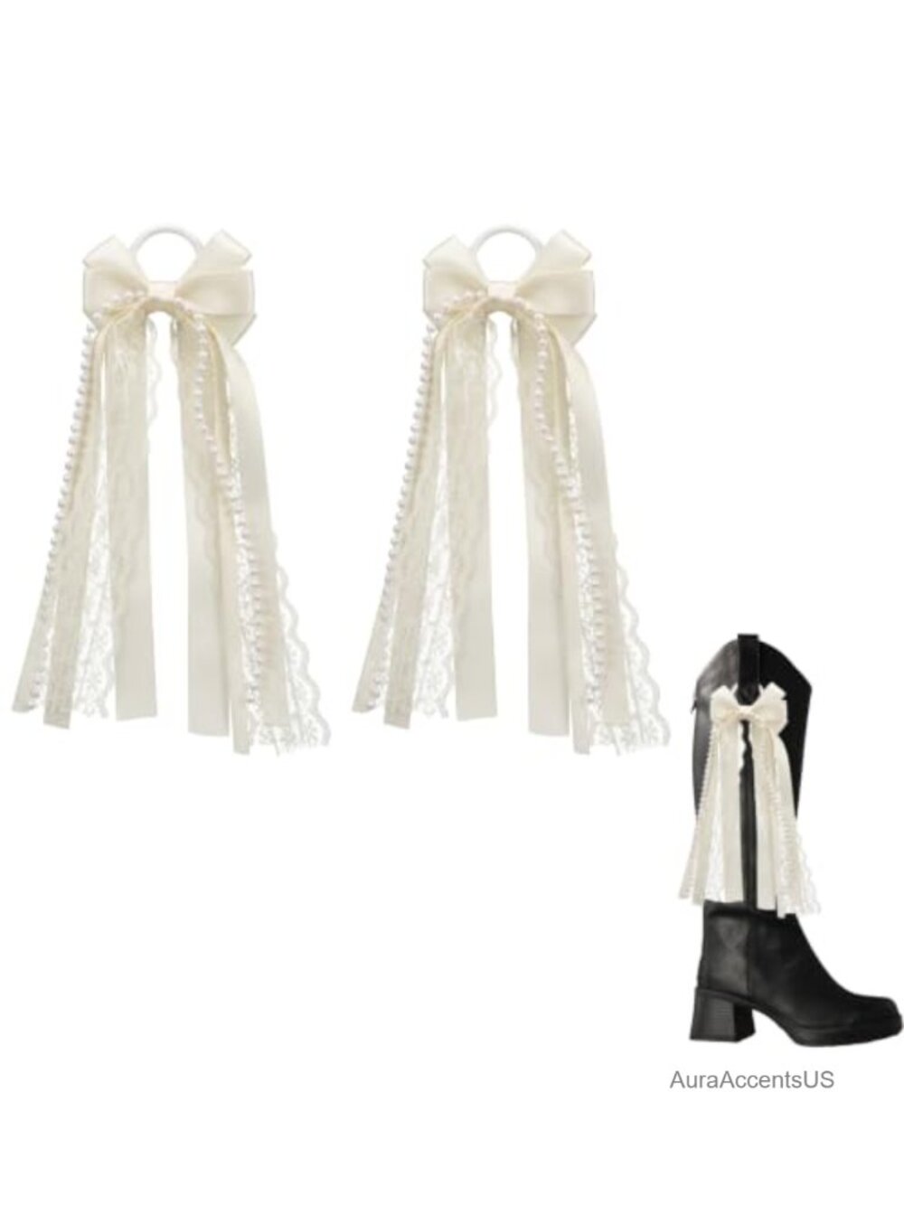 2Pcs Boot Bows Polyester Zinc Alloy Cowboy Boot Accessories